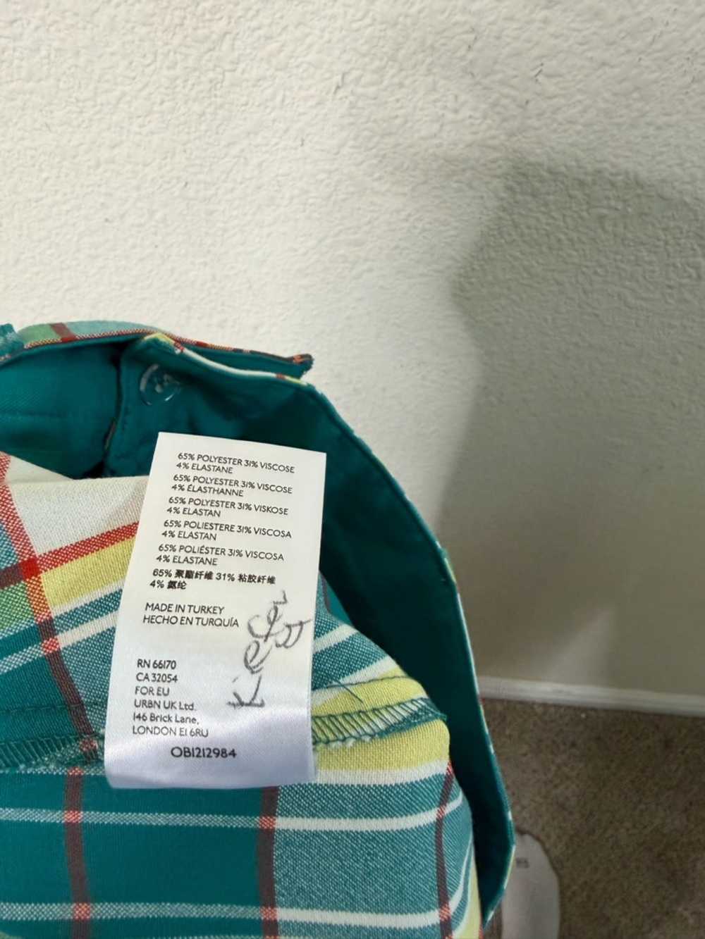 Free People Teal Plaid Wide Leg Pants - Picture 10 of 10